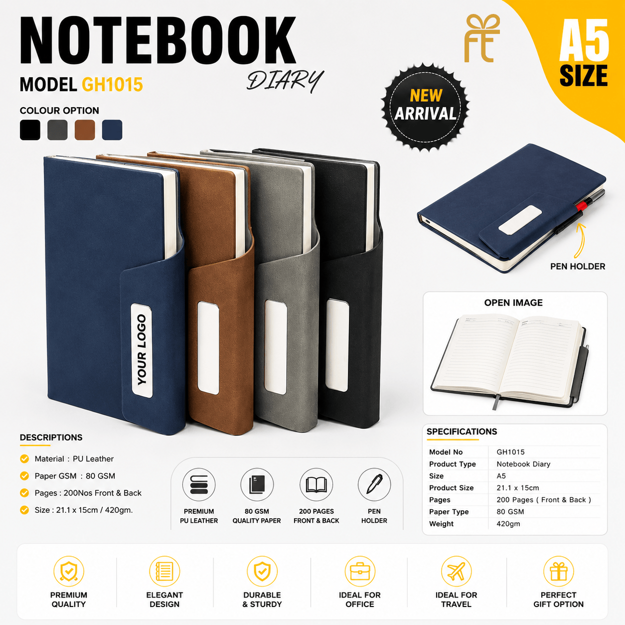 NOTEBOOK DIARY WITH PEN HOLDER