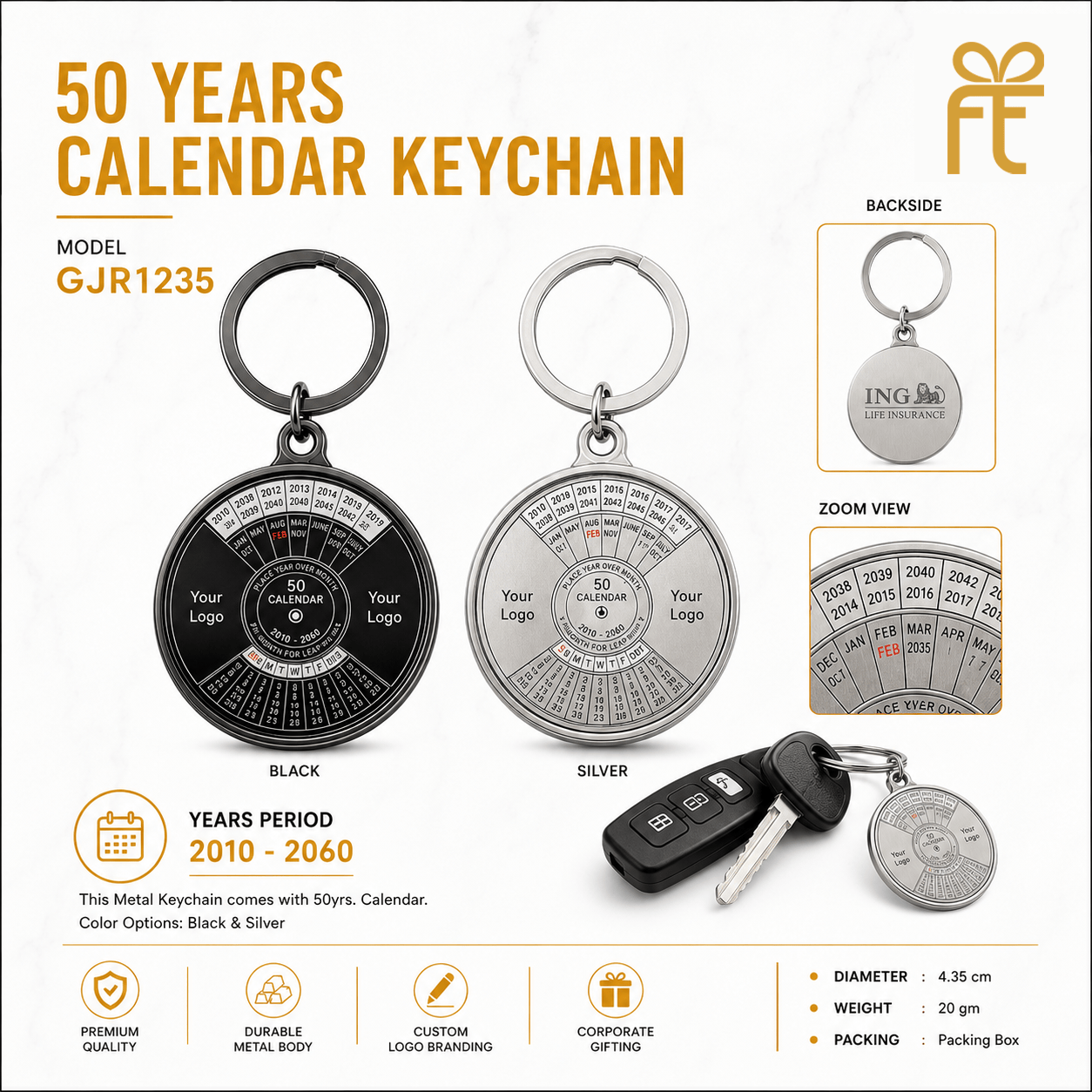 50 YEARS CALENDER KEY CHAIN