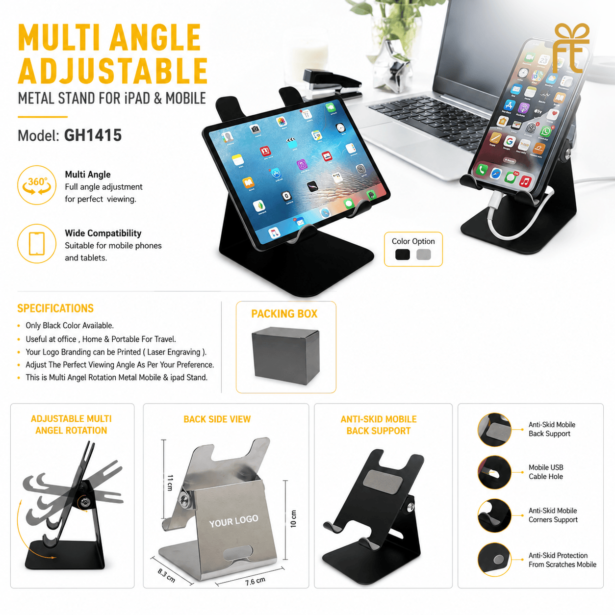 MULTI ANGLE ADJUSTABLE METAL STAND 