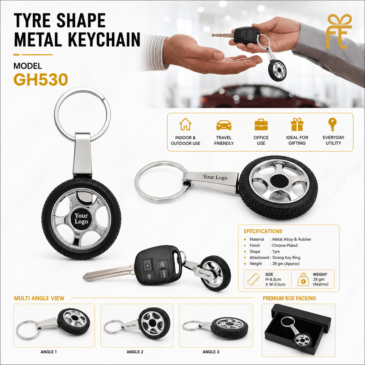 TYRE SHAPE METAL KEYCHAIN 