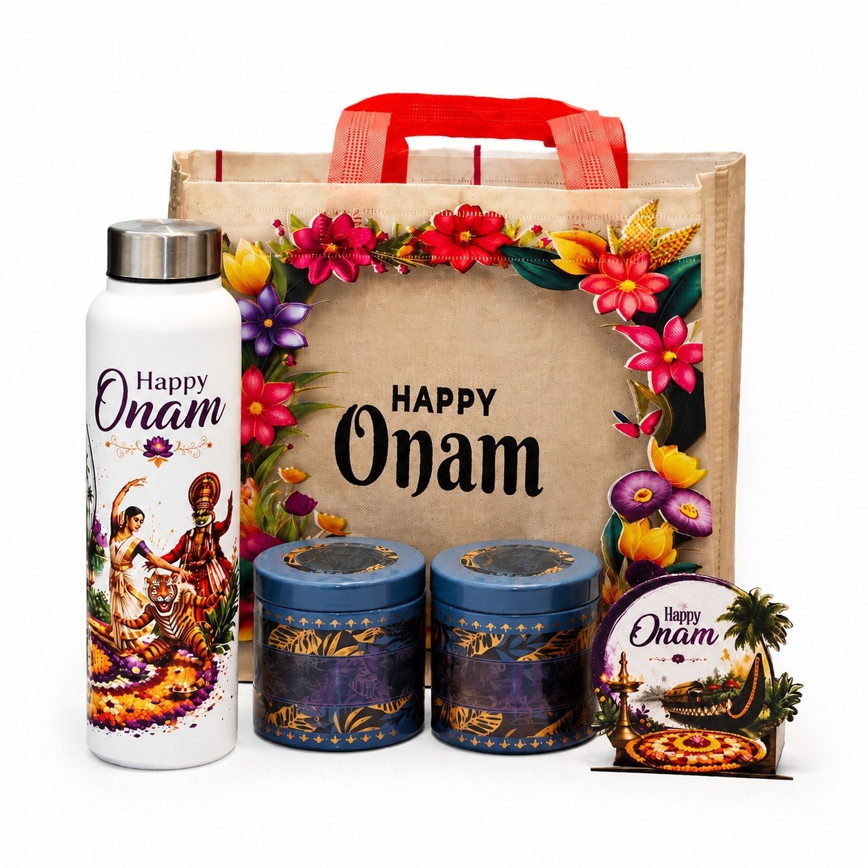 Onam Gift Combo with Kerala Snacks, Fridge Magnet & Tote Bag