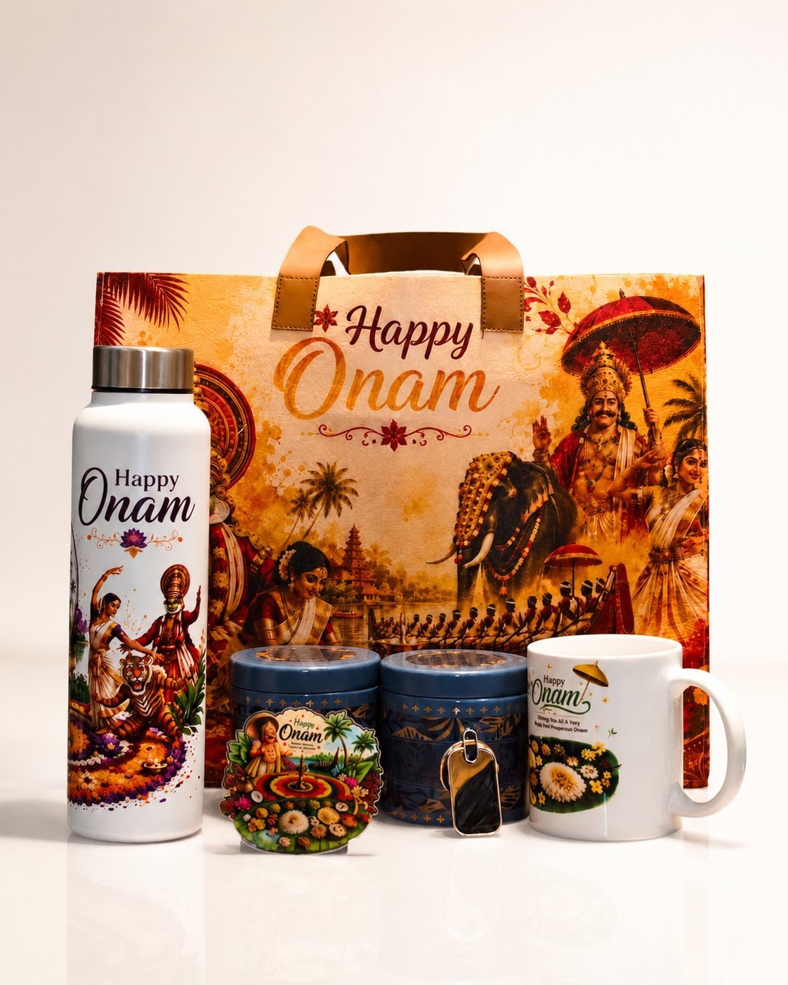 Onam Corporate Gift Hamper – Premium Festive Gift Combo with Steel Bottle, Mug & Kerala Snacks