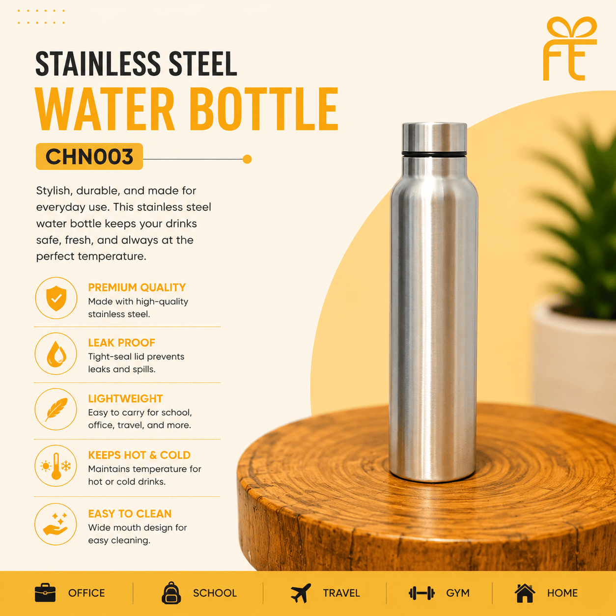 STAINLESS STEEL WATER BOTTLE