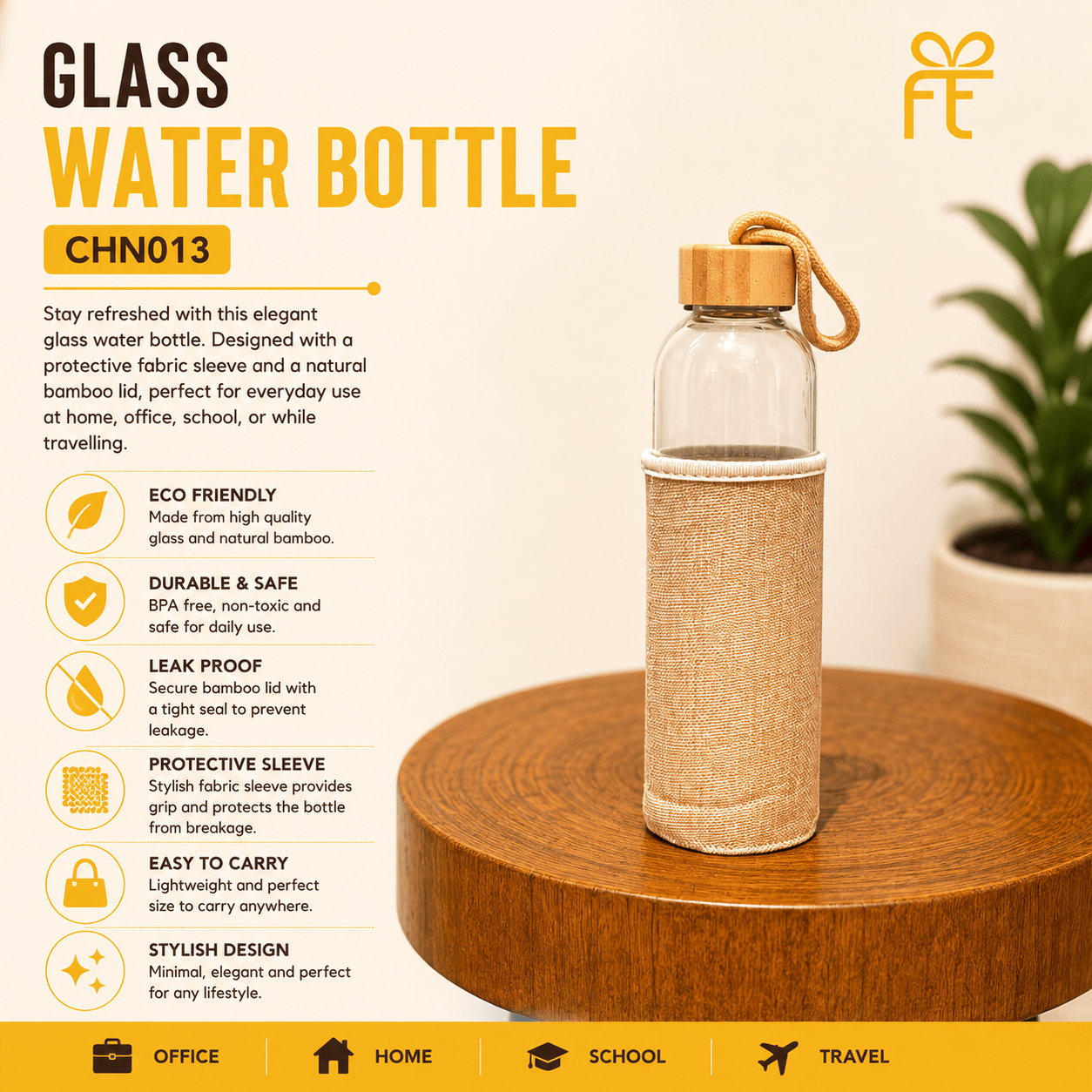 GLASS WATER BOTTLE