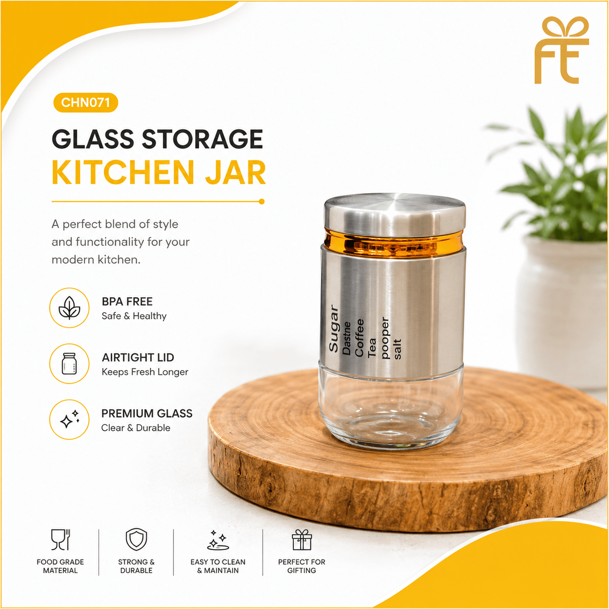 GLASS STORAGE KITCHEN JAR