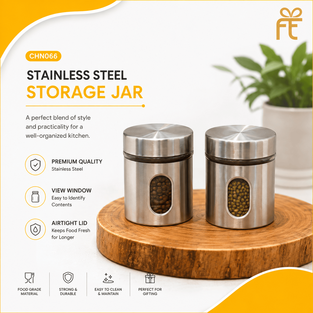 STAINLESS STEEL STORAGE JAR