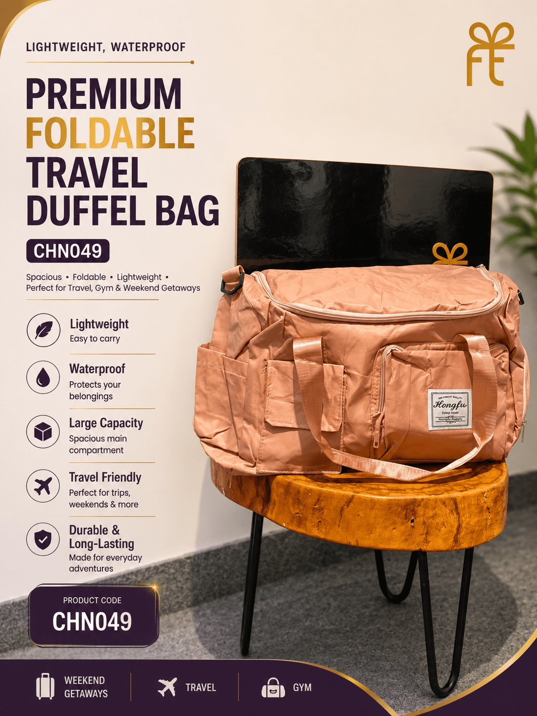 PREMIUM FOLDABLE TRAVEL DUFFEL BAG 