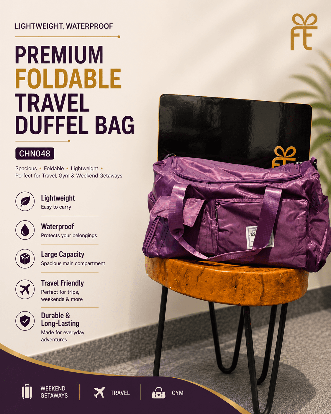 PREMIUM FOLDABLE TRAVEL DUFFEL BAG