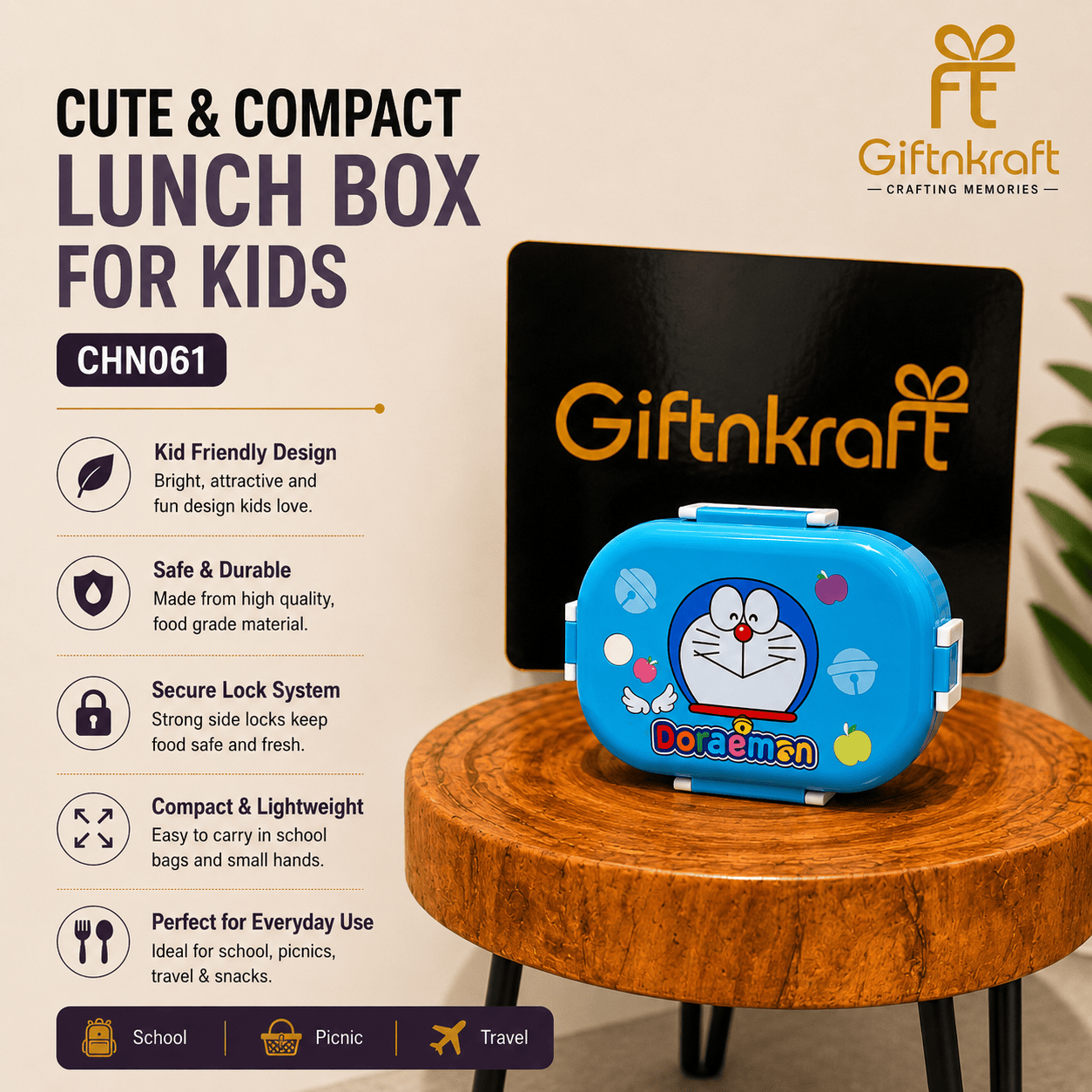 CUTE COMPACT LUNCH BOX FOR KIDS