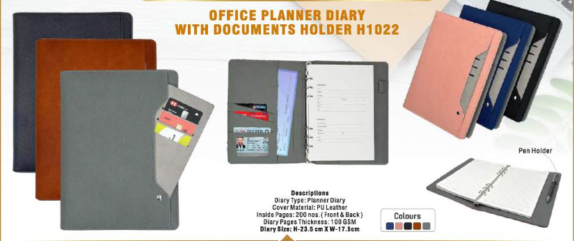 OFFICE PLANNER DIARY WITH DOCUMENTS HOLDER
