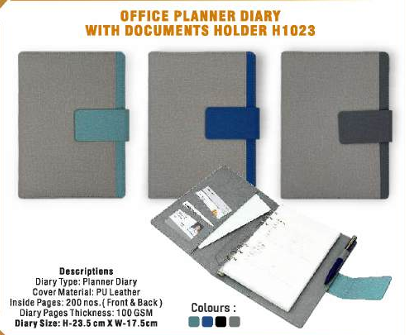OFFICE PLANNER DIARY WITH DOCUMENT HOLDER