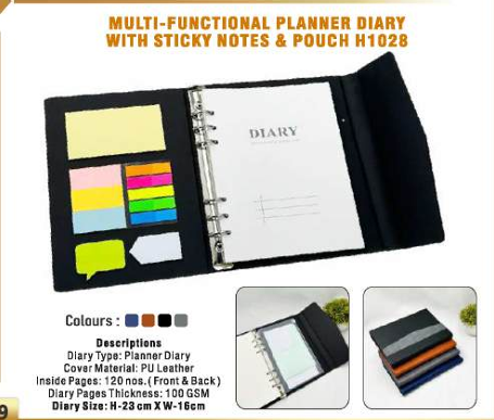 MULTI - FUNCTIONAL PLANNER DIARY WITH STICKY NOTES  & POUCHE