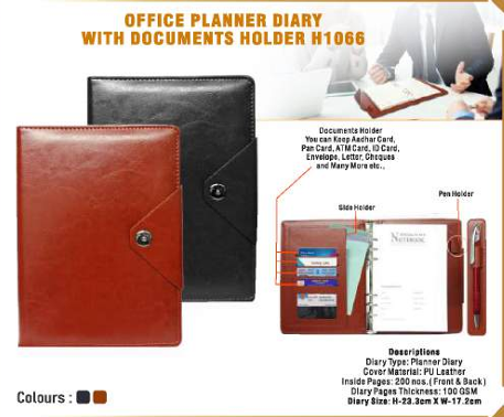 OFFICE PLANNER DIARY WITH DOCUMENTS HOLDER