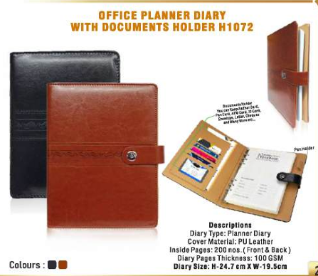 OFFICE PLANNER DIARY WITH DOCUMENTS HOLDER 