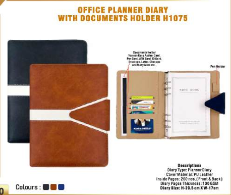 OFFICE PLANNER DIARY WITH DOCUMENTS HOLDER