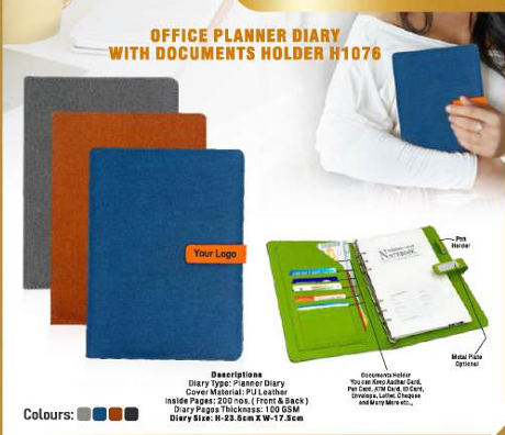 OFFICE PLANNER DIARY WITH DOCUMENTS HOLDER 
