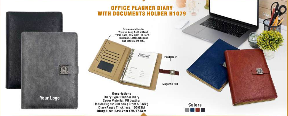 OFFICE PLANNER DIARY WITH DOCUMENTS HOLDER