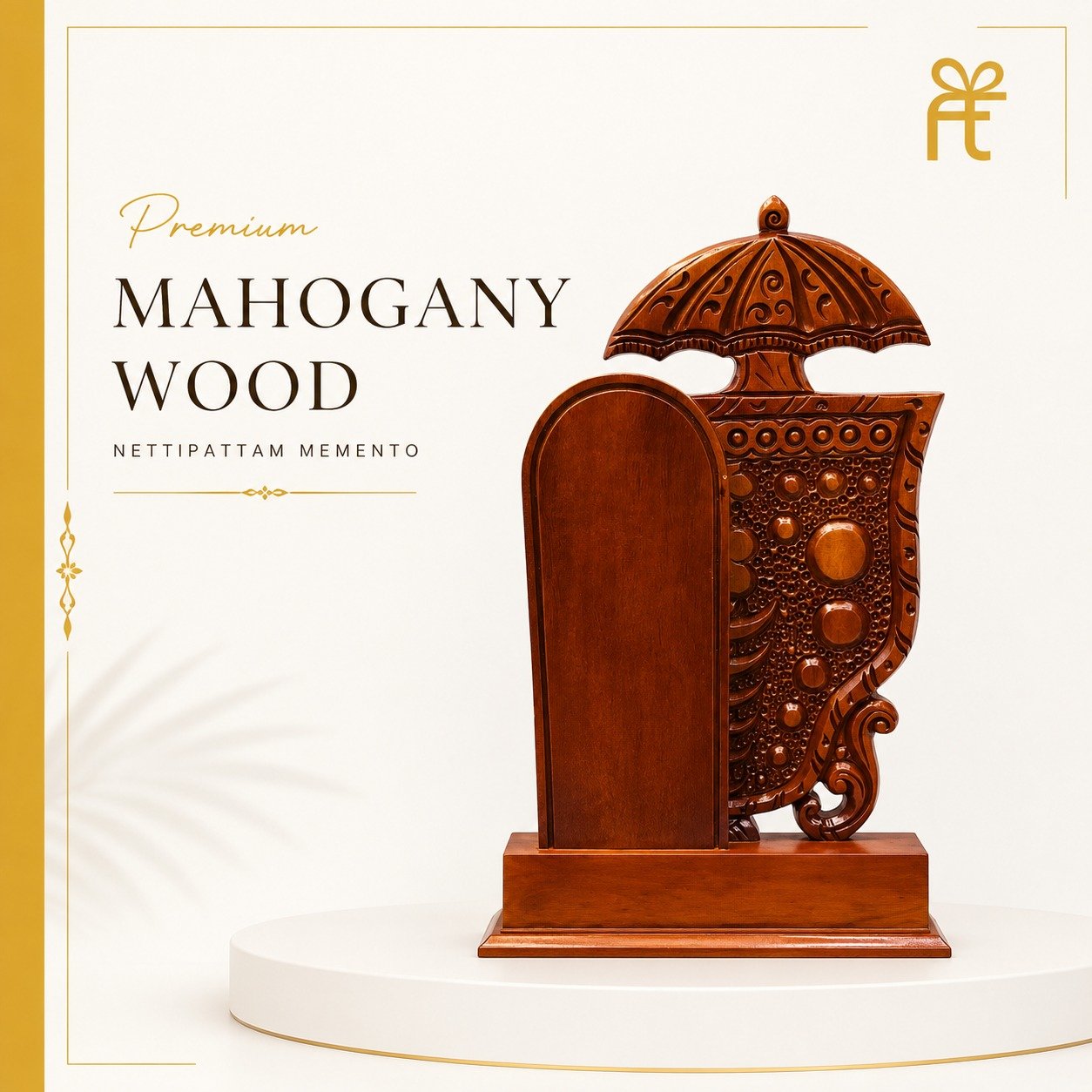 PREMIUM MAHOGANY WOOD NETTIPATTAM MEMENTO