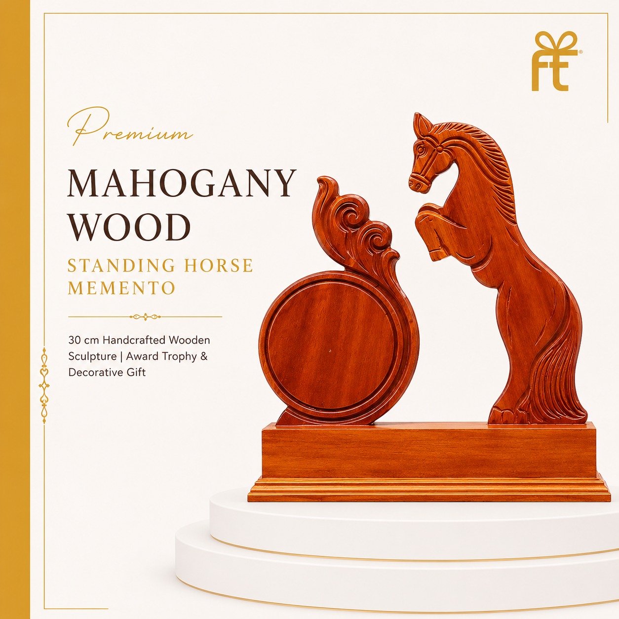 PREMIUM MAHOGANY WOOD STANDING HORSE MEMENTO