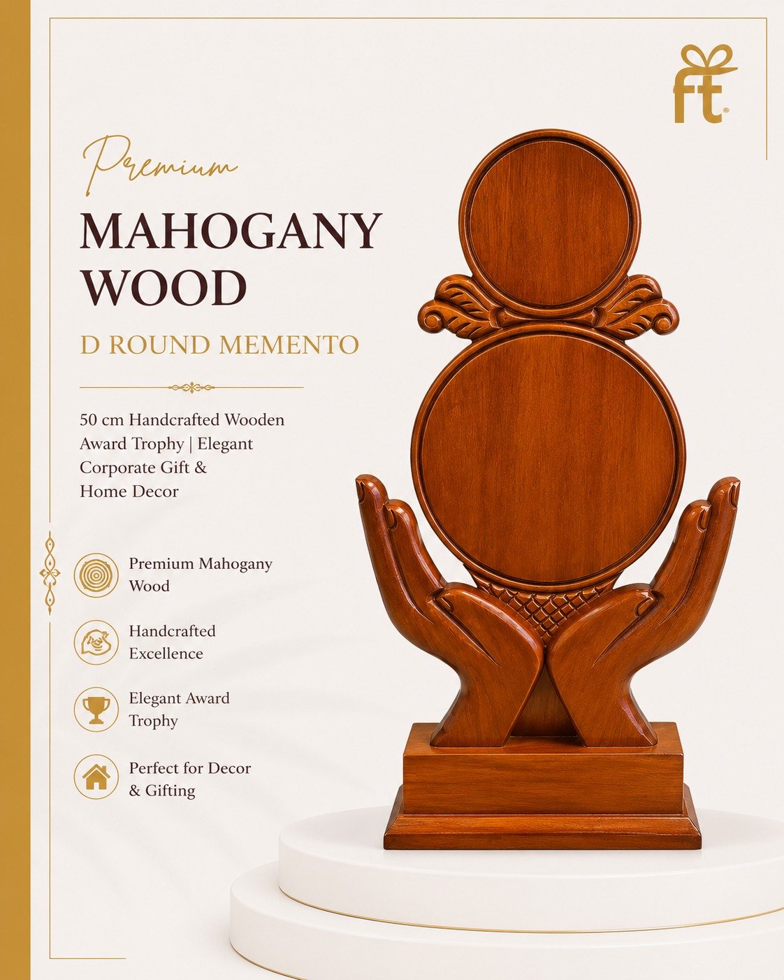 PREMIUM MAHOGANY WOOD  ROUND MEMENTO