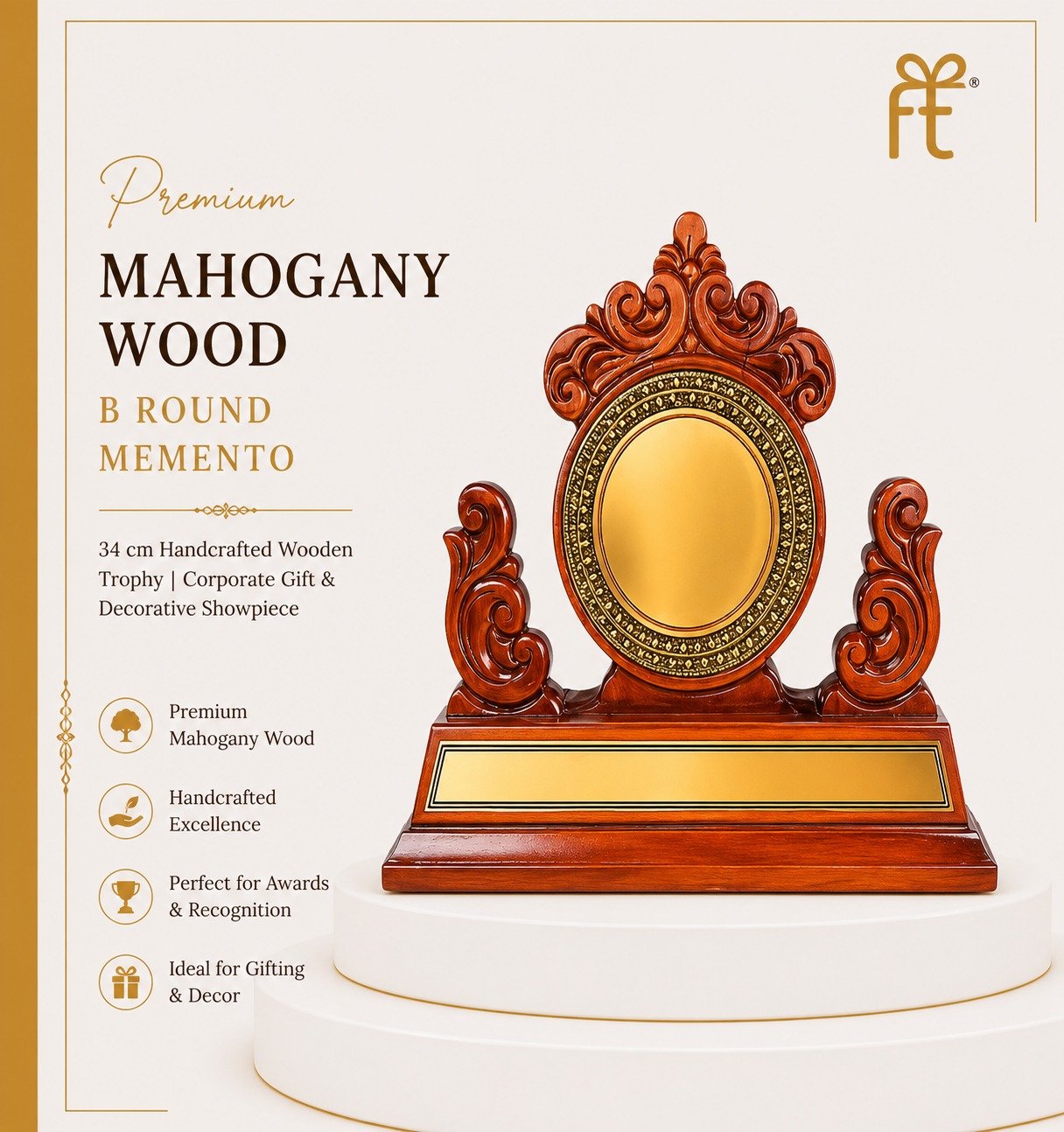PREMIUM MAHOGANY WOOD B ROUND MEMENTO
