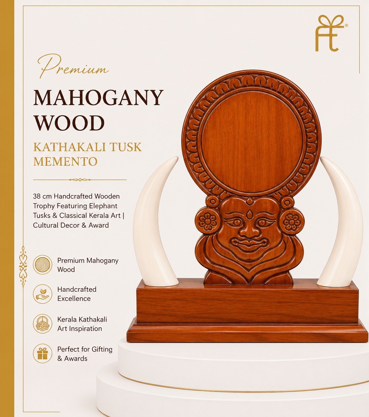 PREMIUM MAHOGANY KATHAKALI TUSK MEMENTO