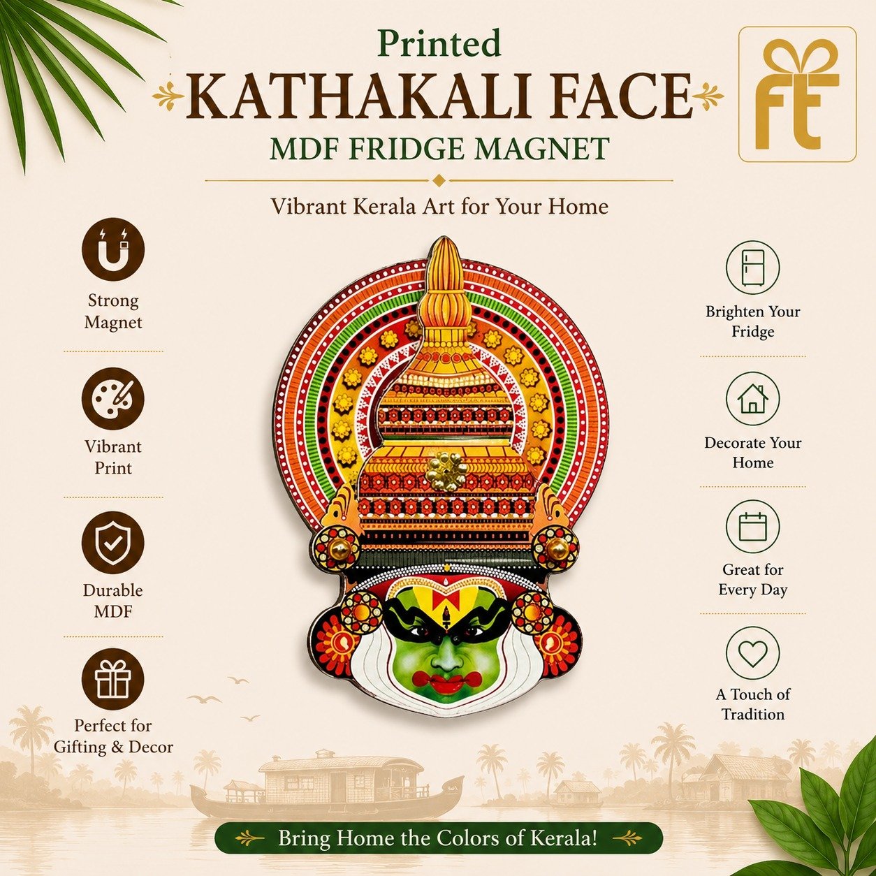 PRINTED KATHAKALI FACE FRIDGE MAGNET