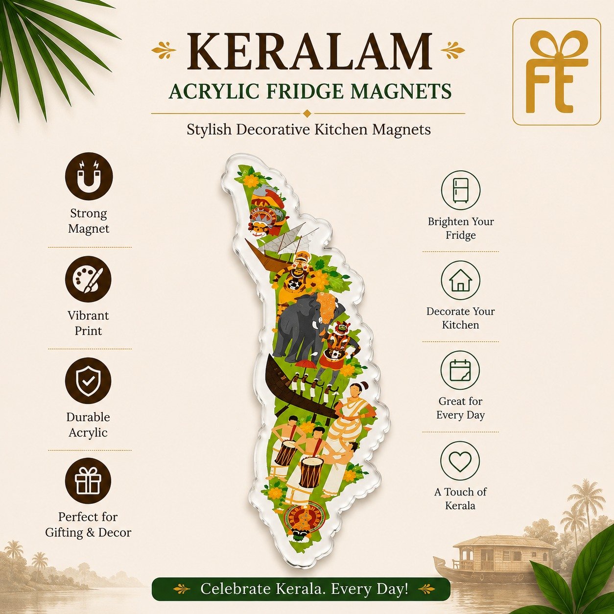 KERALAM ACRYLIC FRIDGE MAGNETS