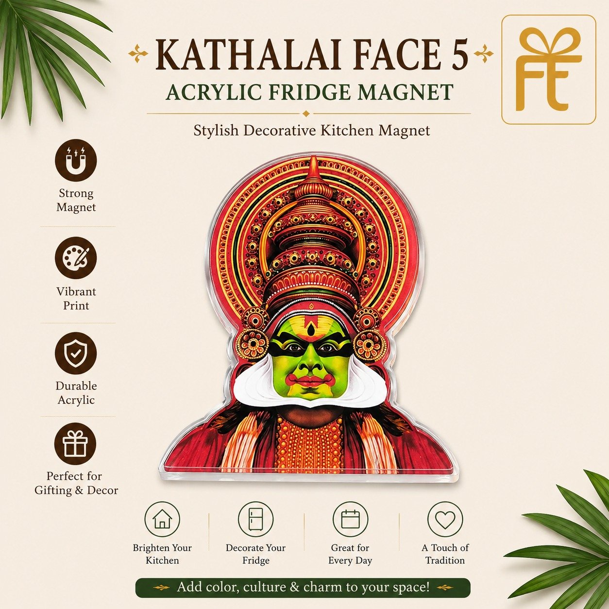 KATHAKALI FACE ACRYLIC FRIDGE MAGNET