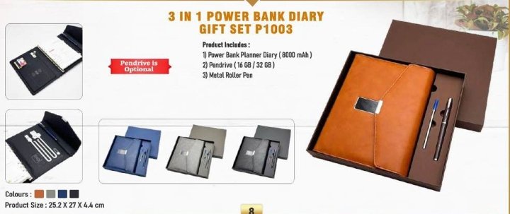 3 IN 1 POWER BANK DIARY GIFT SET