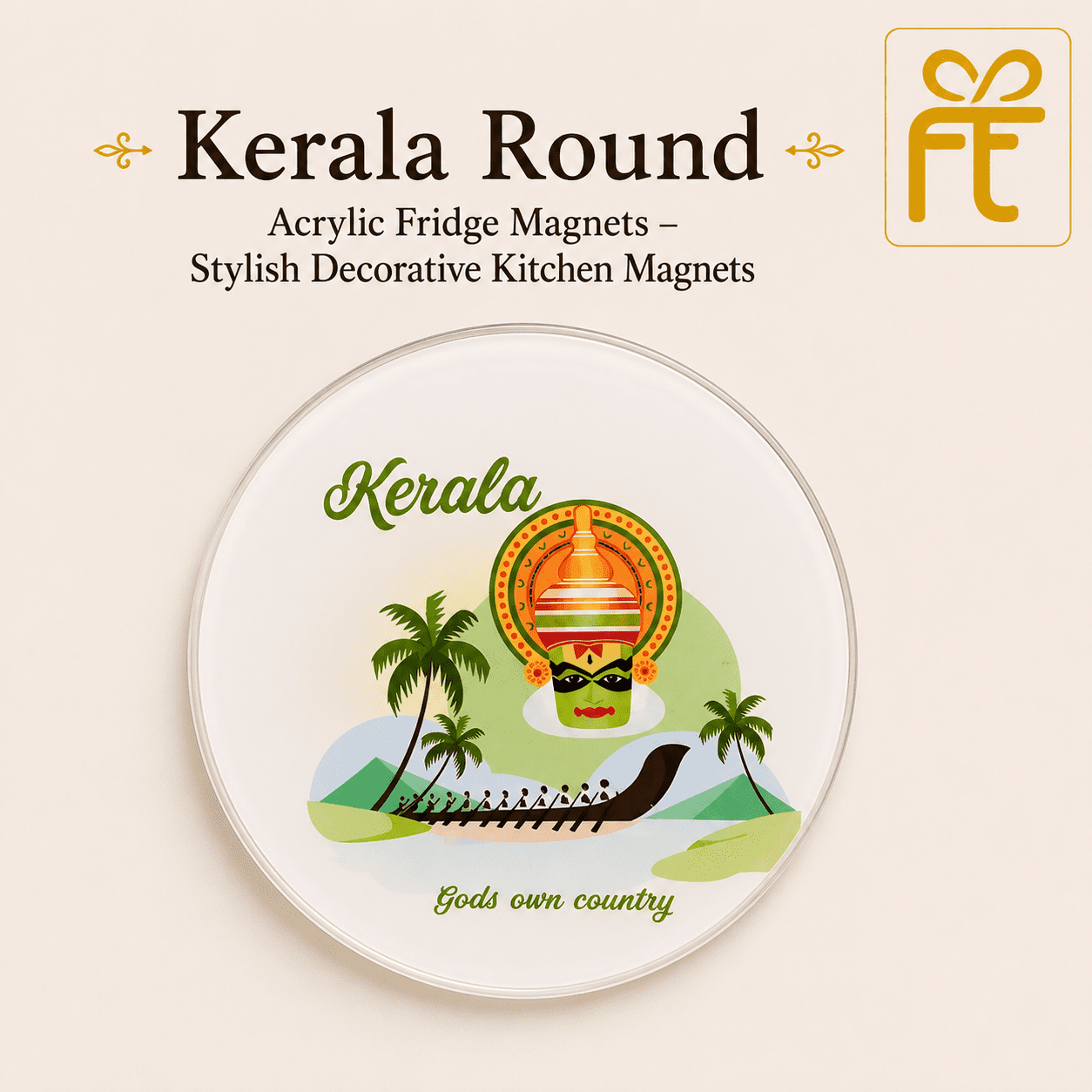 KERALA ROUND  FRIDGE MAGNET